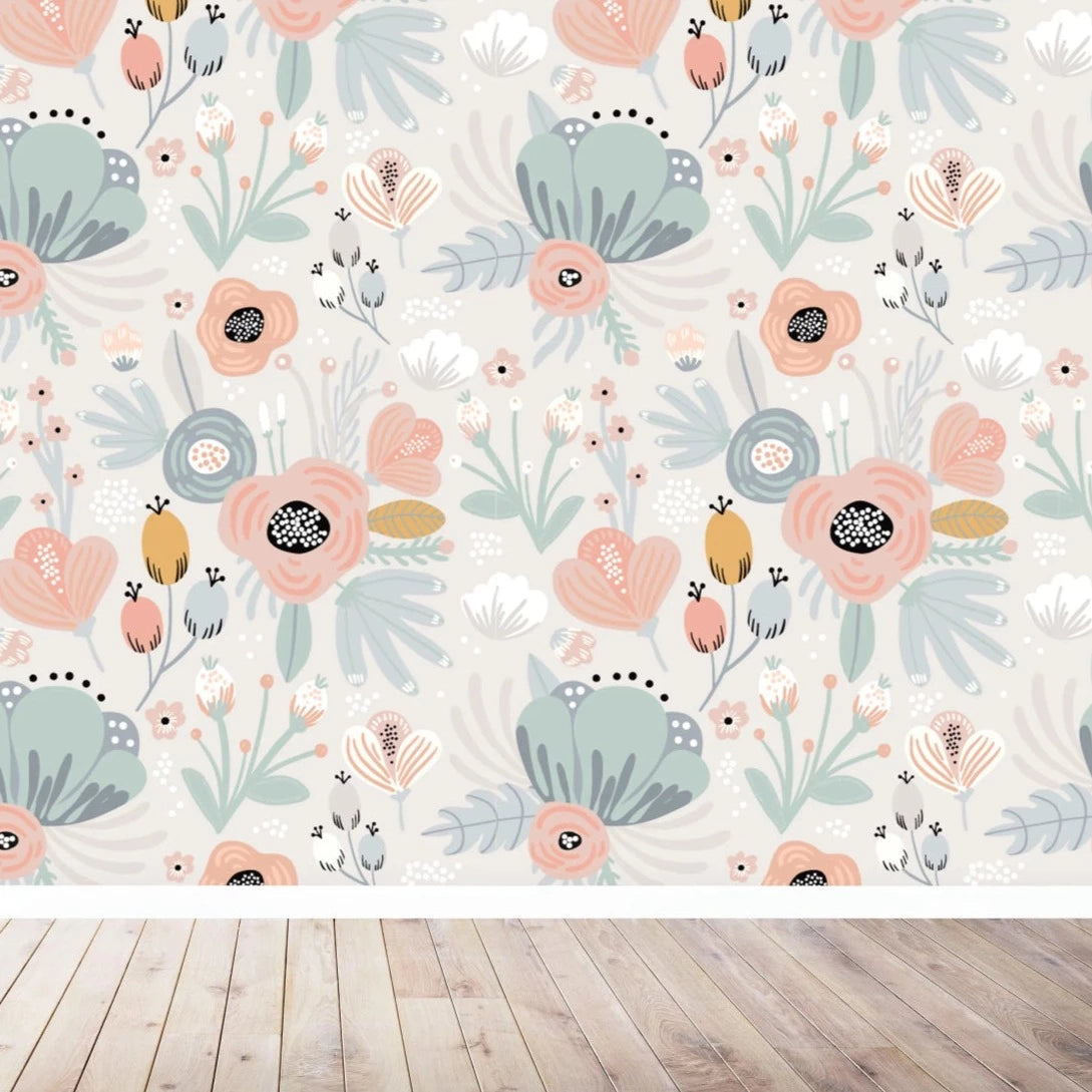 MUNKS & ME - Papier Peint Chambre Enfant à Motif Répété - Floral Betsy