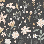 MUNKS & ME - Papier Peint Chambre Enfant à Motif Répété - Floral Millie | Charbon