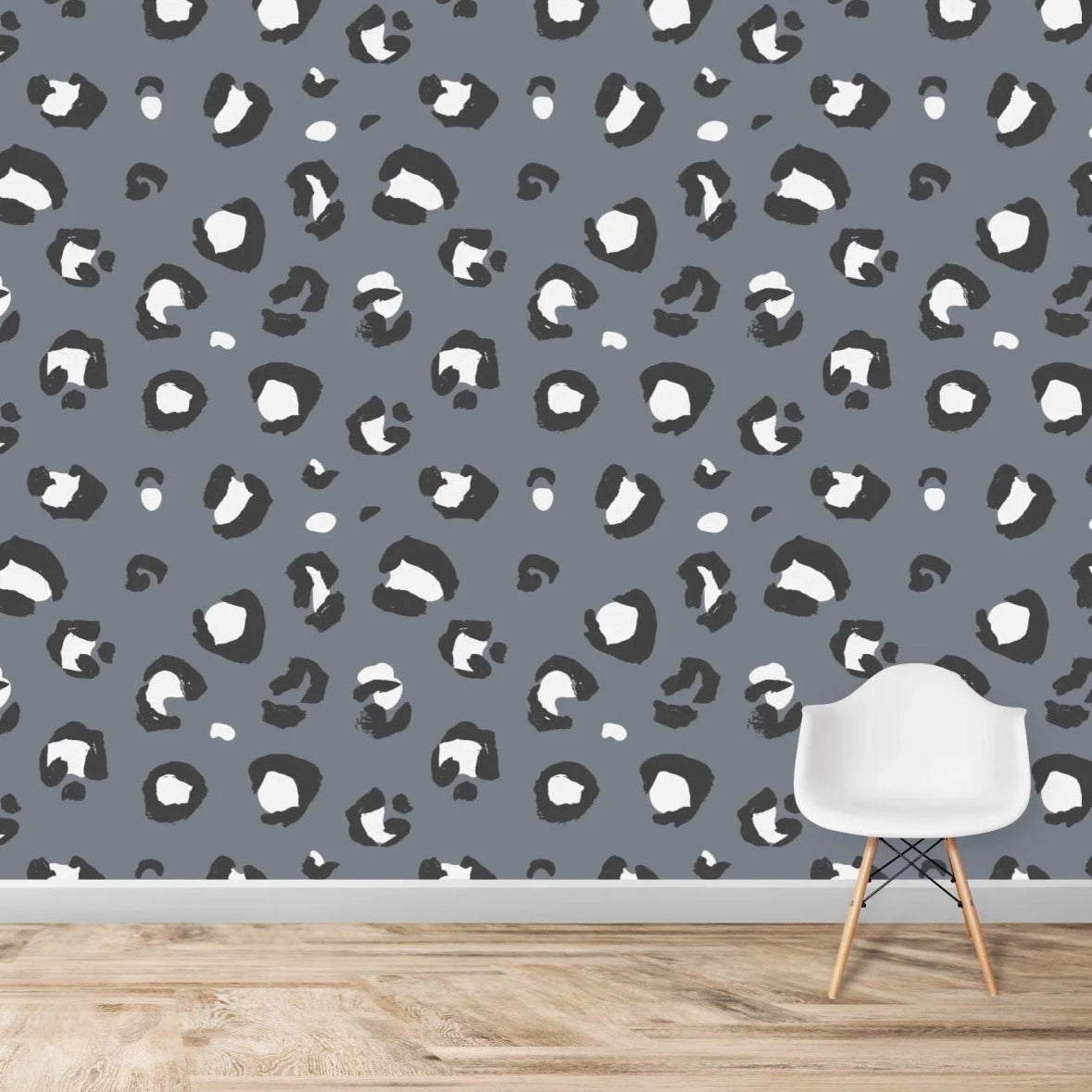 MUNKS & ME - Papier Peint Chambre Enfant à Motif Répété - Imprimé Léopard | Bleu