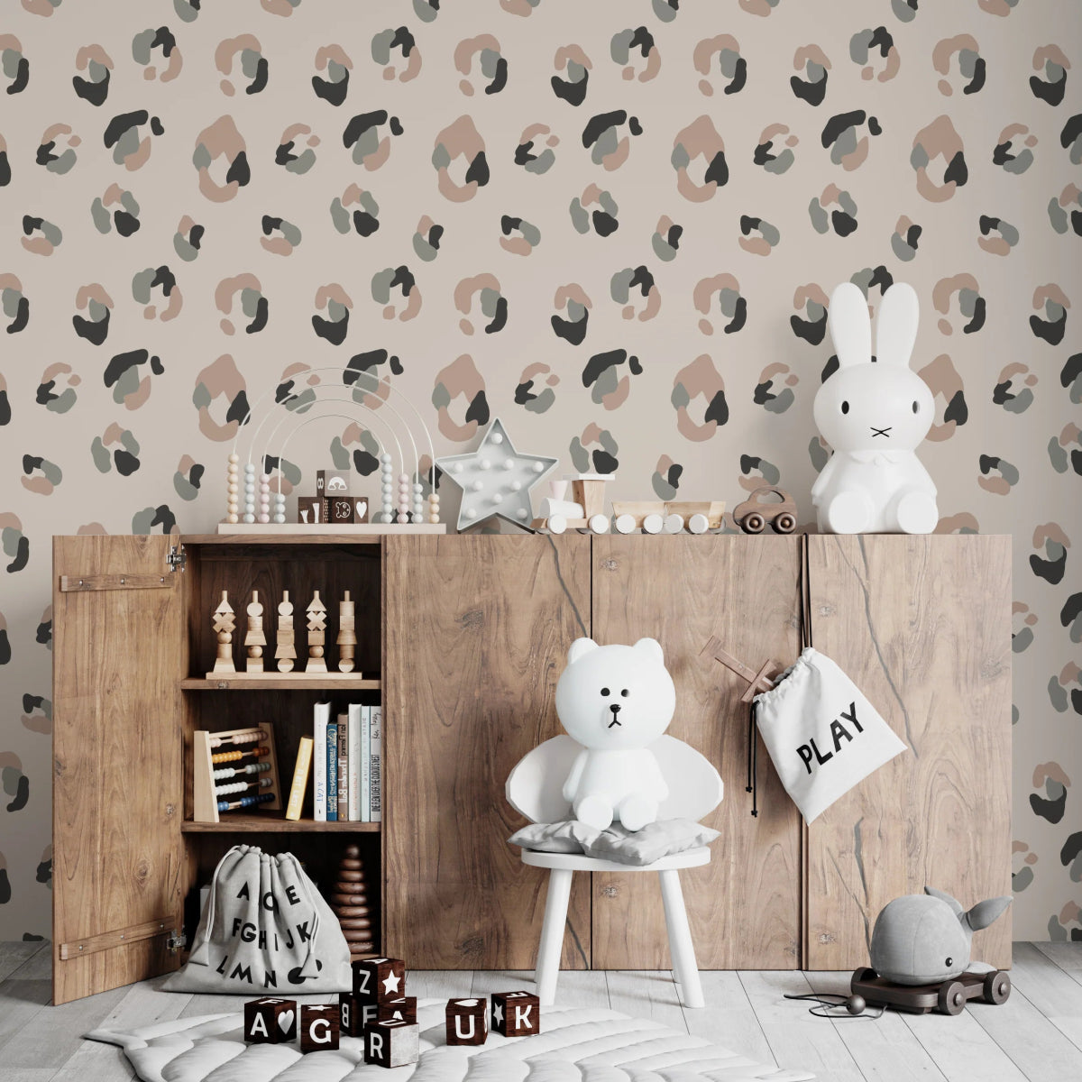 MUNKS & ME - Papier Peint Chambre Enfant à Motif Répété - Imprimé Léopard Yara