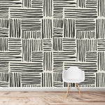 MUNKS & ME - Papier Peint Chambre Enfant à Motif Répété - Lignes De Coup De Pinceau - Charbon