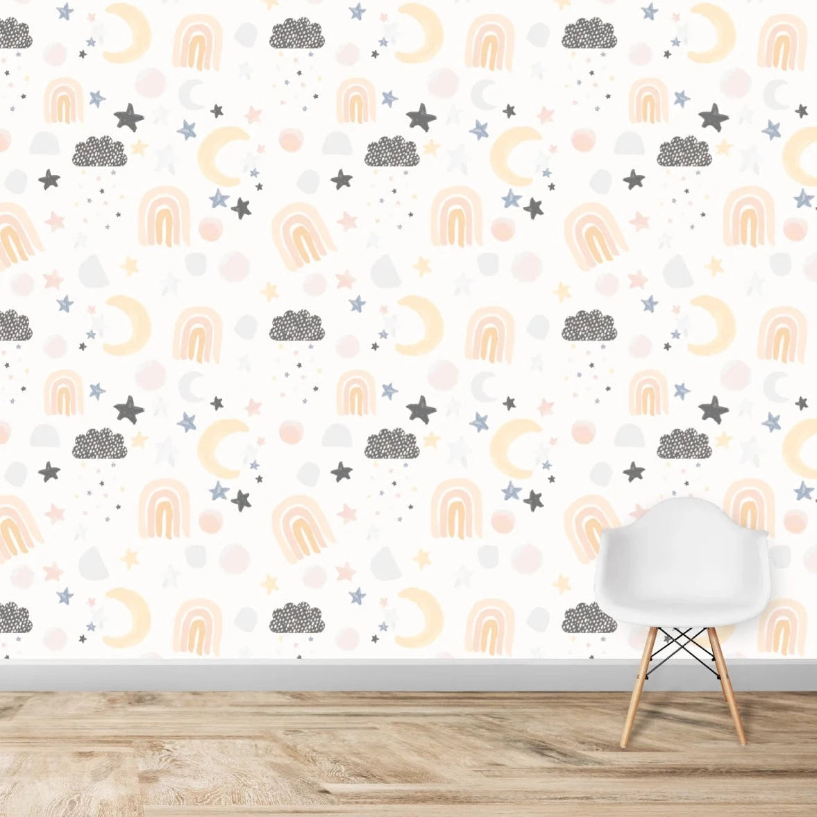 MUNKS & ME - Papier Peint Chambre Enfant à Motif Répété - Lune Et Étoiles