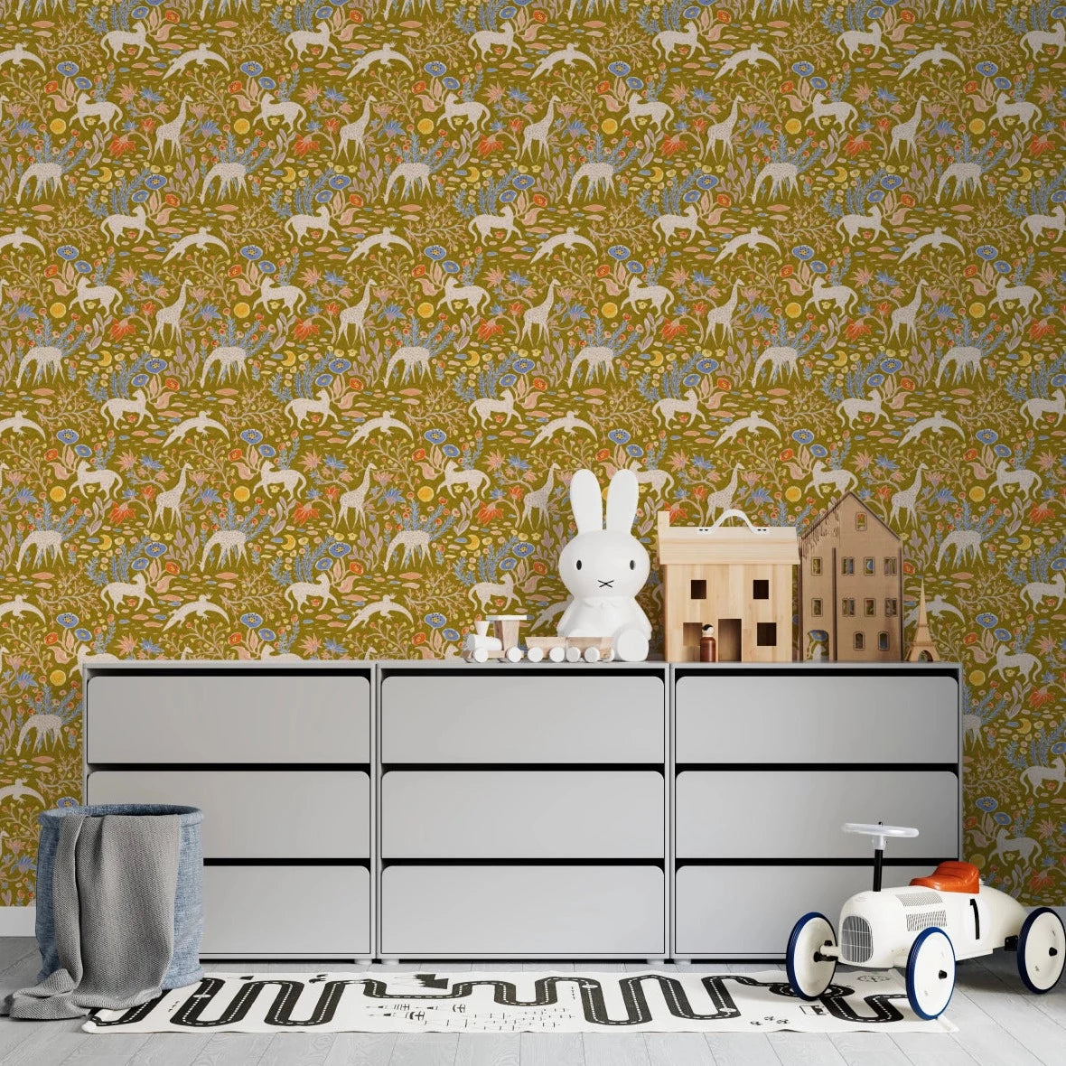 MUNKS & ME - Papier Peint Chambre Enfant à Motif Répété - Mils Menagerie - Doré