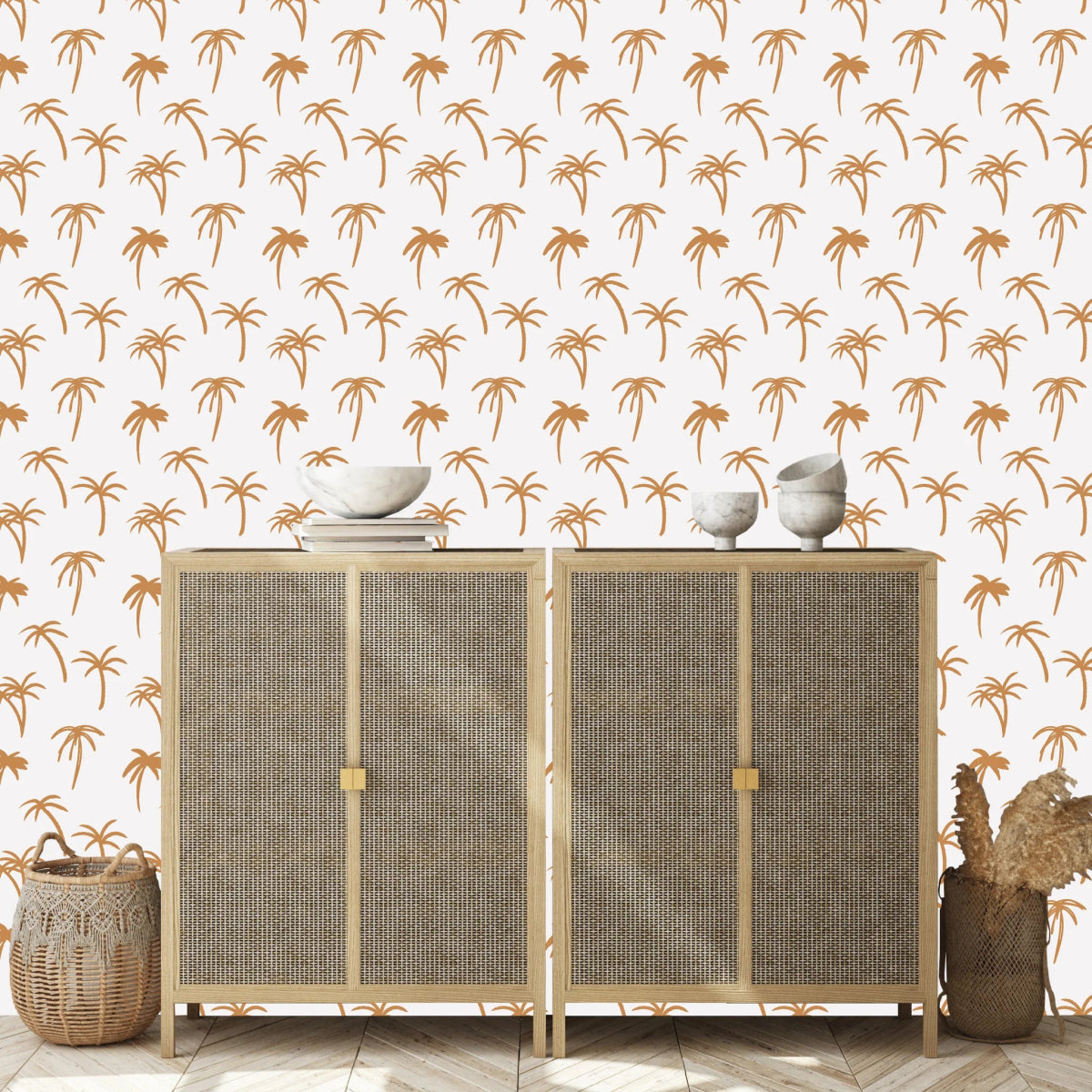 MUNKS & ME - Papier Peint Chambre Enfant à Motif Répété - Noa Palme Tropicale - Moutarde
