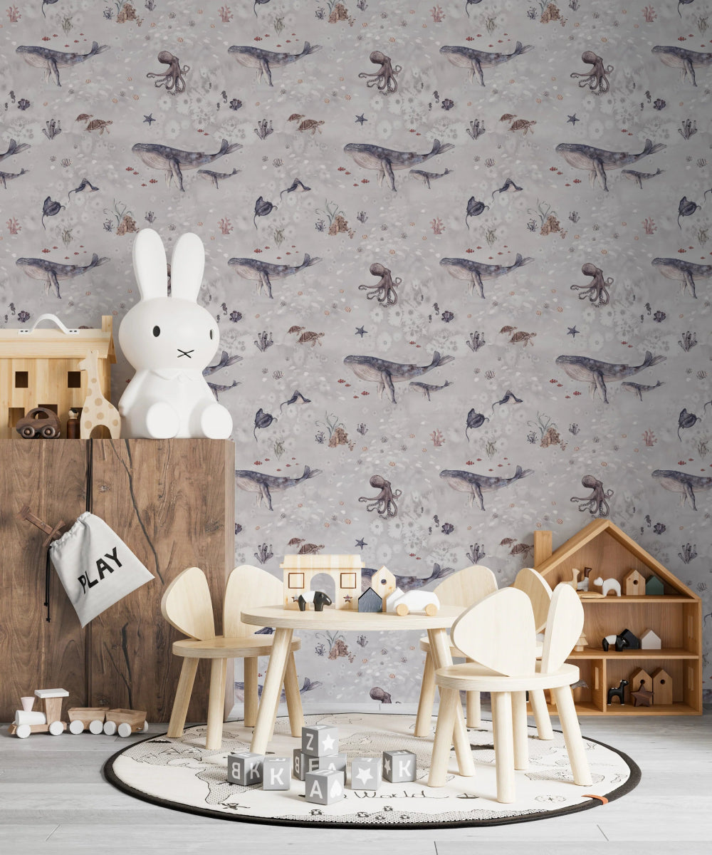 MUNKS & ME - Papier Peint Chambre Enfant à Motif Répété - Ocean Friends