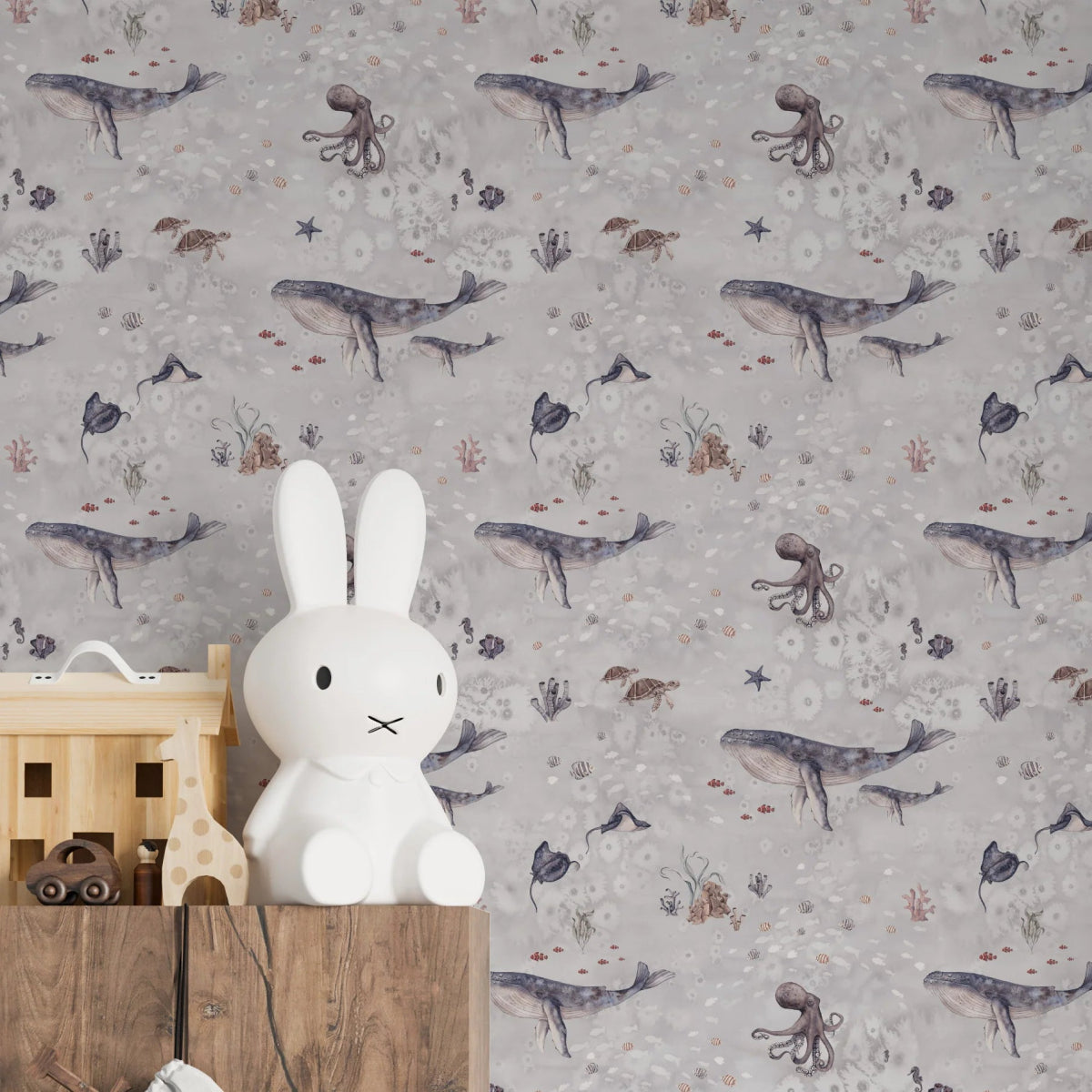 MUNKS & ME - Papier Peint Chambre Enfant à Motif Répété - Ocean Friends