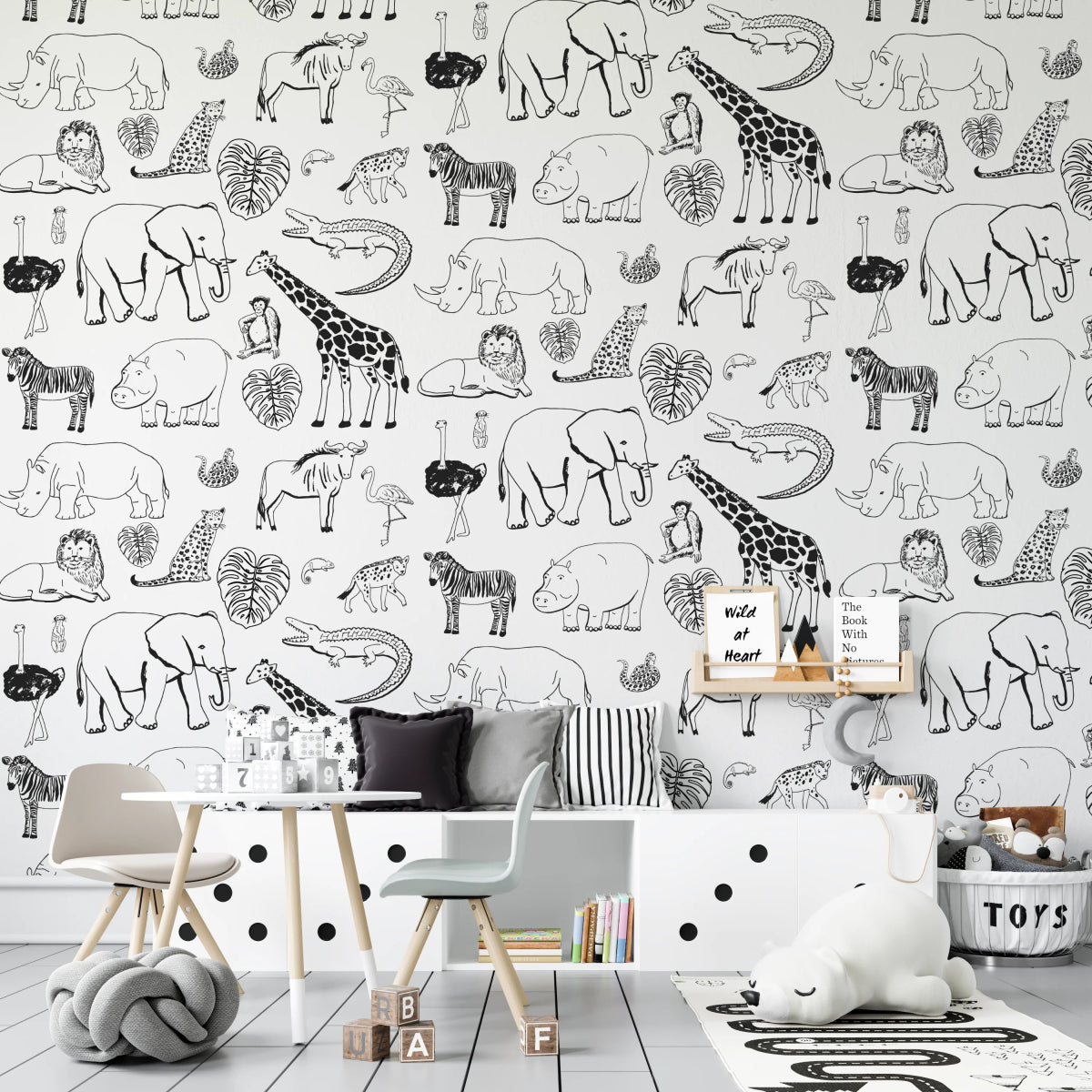 MUNKS & ME - Papier Peint Chambre Enfant à Motif Répété - Safari