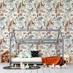 MUNKS & ME - Papier Peint Chambre Enfant à Motif Répété - Safari Tetris