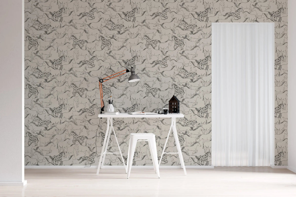 MUNKS & ME - Papier Peint Chambre Enfant à Motif Répété - Sierra Horses