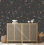 MUNKS & ME - Papier Peint Chambre Enfant à Motif Répété - Terrazzo | Charbon