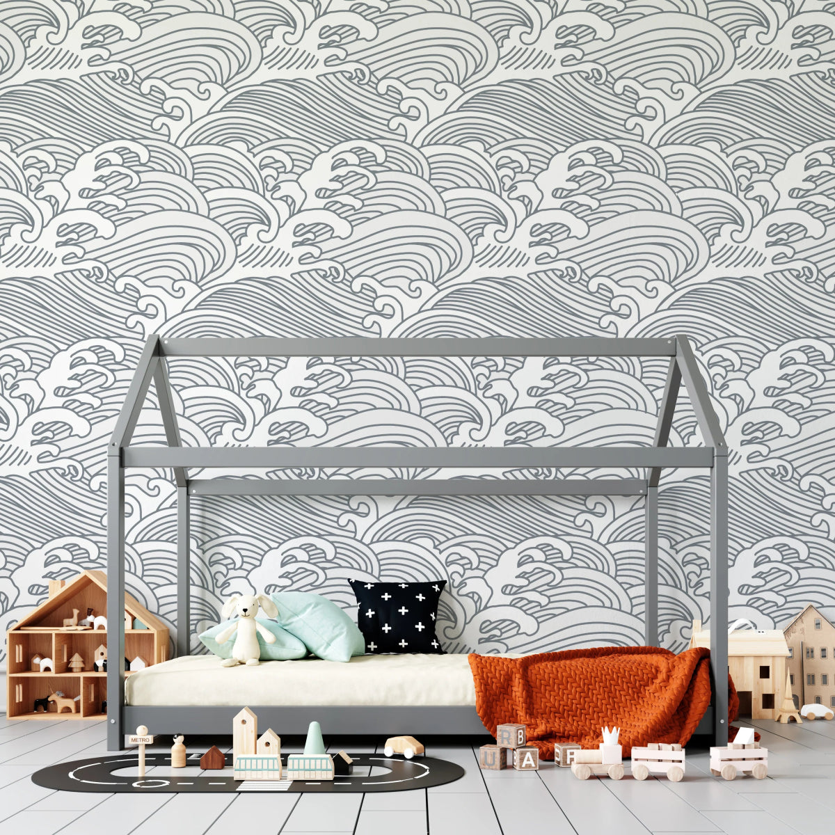 MUNKS & ME - Papier Peint Chambre Enfant à Motif Répété - Vagues