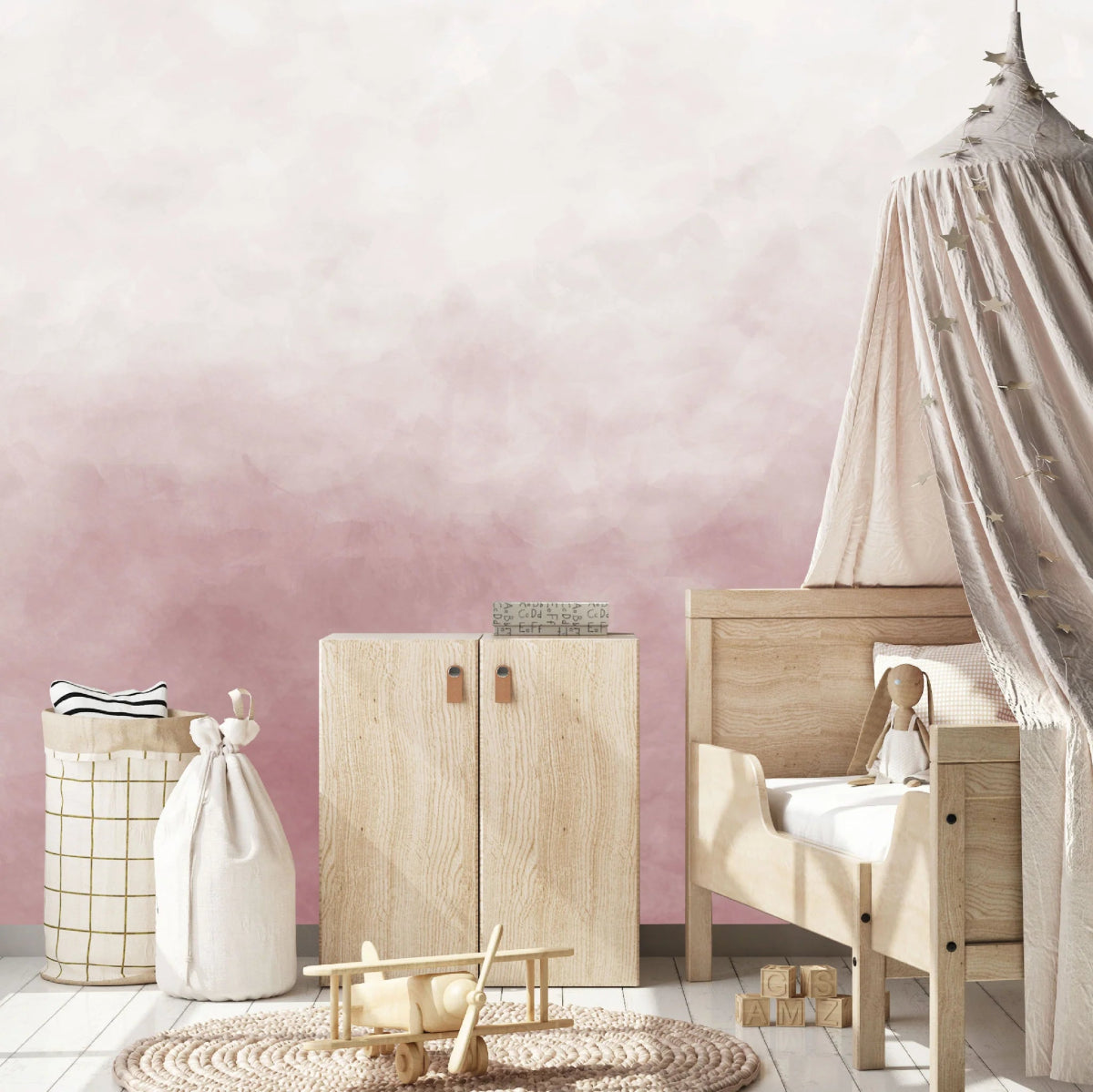 MUNKS & ME - Papier Peint Chambre Enfant Aquarelle - Rose