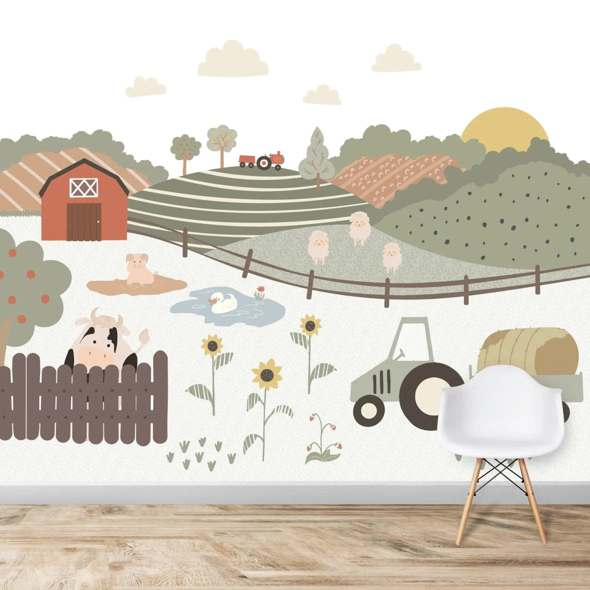 MUNKS & ME - Papier Peint Chambre Enfant Cour De Ferme