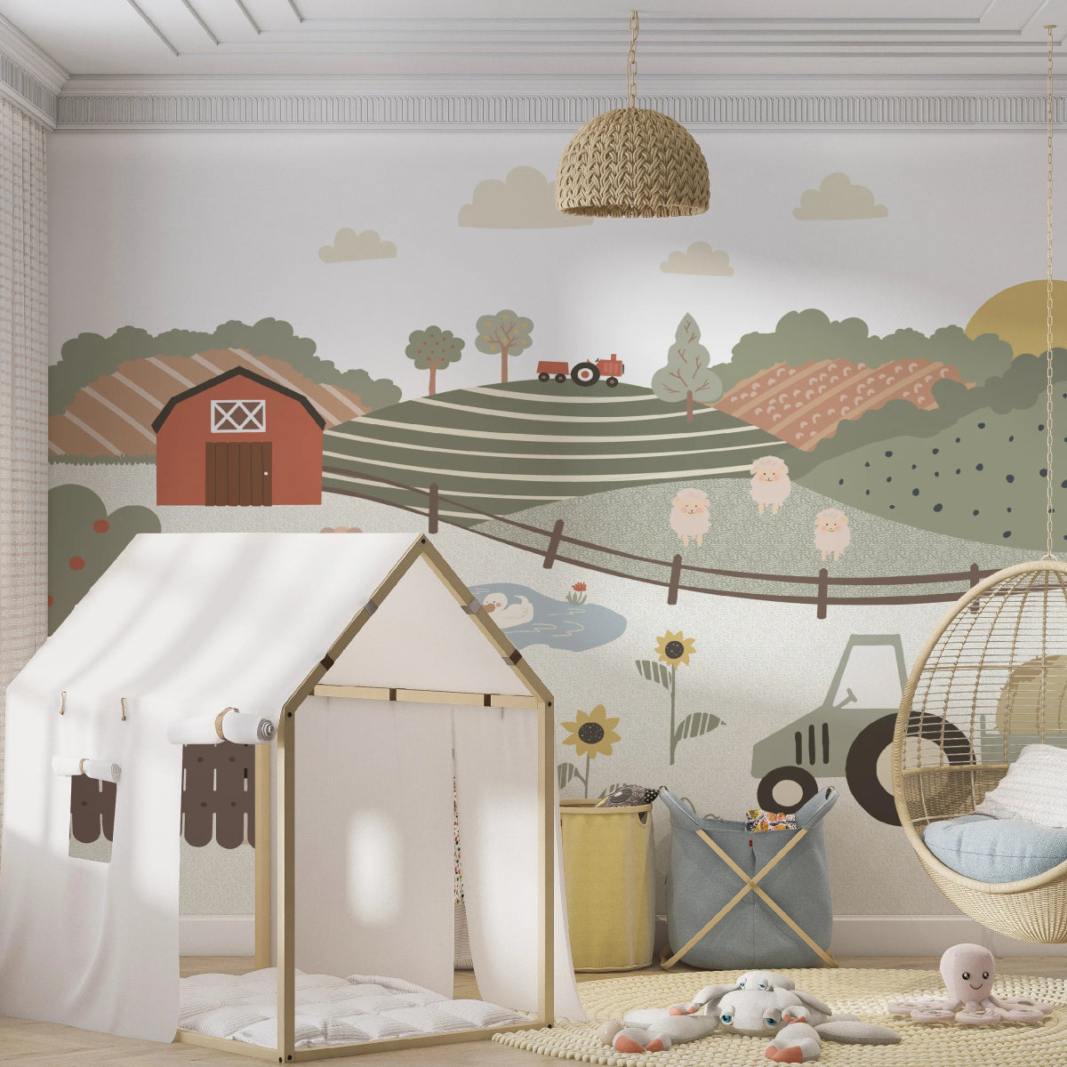 MUNKS & ME - Papier Peint Chambre Enfant Cour De Ferme