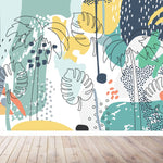 MUNKS & ME - Papier Peint Chambre Enfant Éclaboussure Tropicale - Bleu