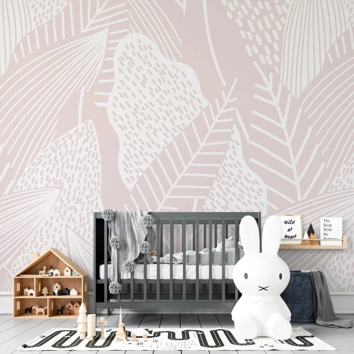 MUNKS & ME - Papier Peint Chambre Enfant Feuilles Abstraites Paxton - Rose