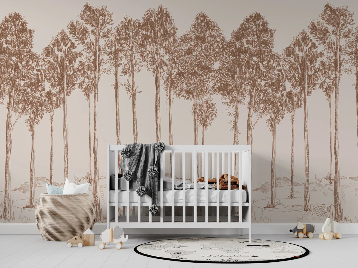 MUNKS & ME - Papier Peint Chambre Enfant Forêt - Rouiller