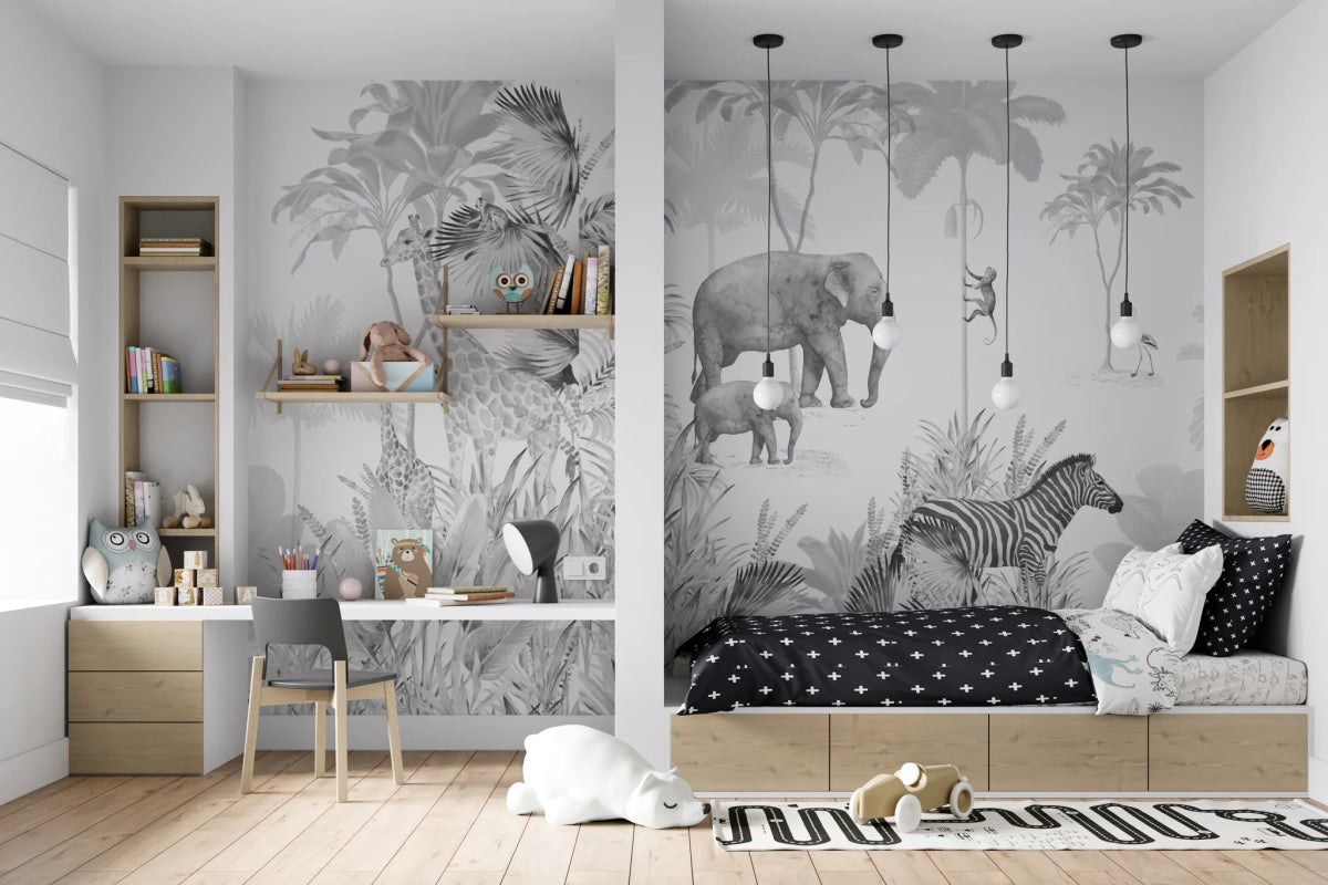 MUNKS & ME - Papier Peint Chambre Enfant Jungle - Monochromes