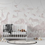 MUNKS & ME - Papier Peint Chambre Enfant Jungle Paradisiaque - Rose