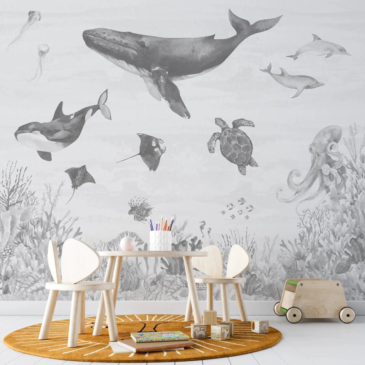 MUNKS & ME - Papier Peint Chambre Enfant Magie De L'océan - Monochromes