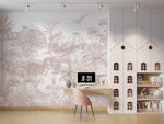 MUNKS & ME - Papier Peint Chambre Enfant Monde Des Dinosaures - Rose