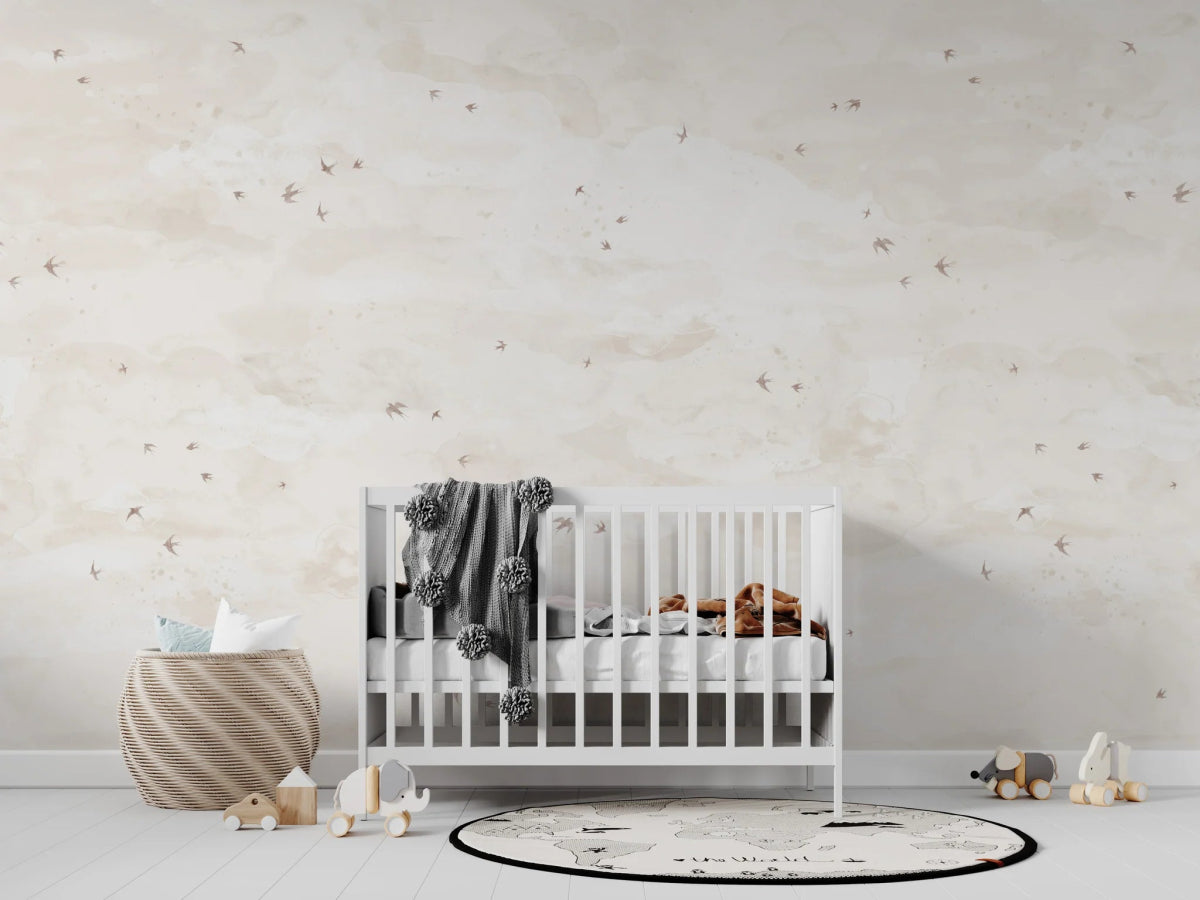 MUNKS & ME - Papier Peint Chambre Enfant Opales Ciel Oiseaux Sable