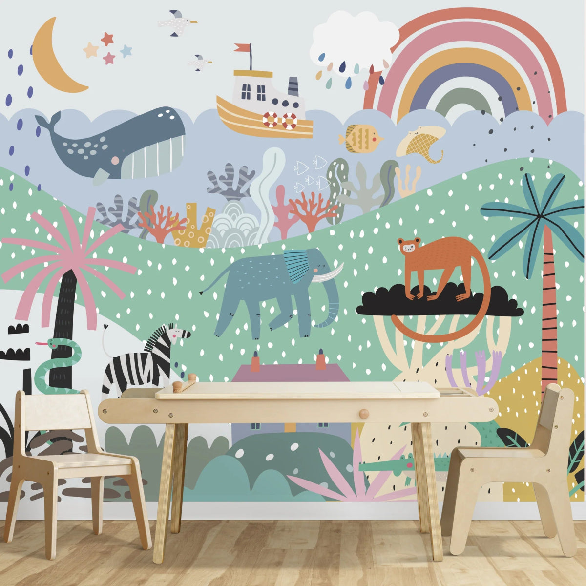 MUNKS & ME - Papier Peint Chambre Enfant Pays Des Merveilles