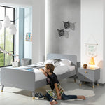 VIPACK - Lit Billy Gris & Table de Chevet - Gris