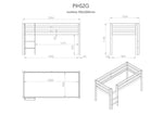 VIPACK - Lit Mi - Hauteur (H 115cm) PINO Avec Échelle 90 X 200 cm Gris
