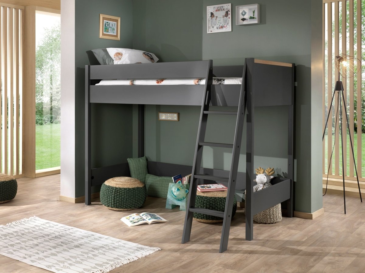 VIPACK - Lit Mezzanine LONDON Anthracite 90 X 200 Cm