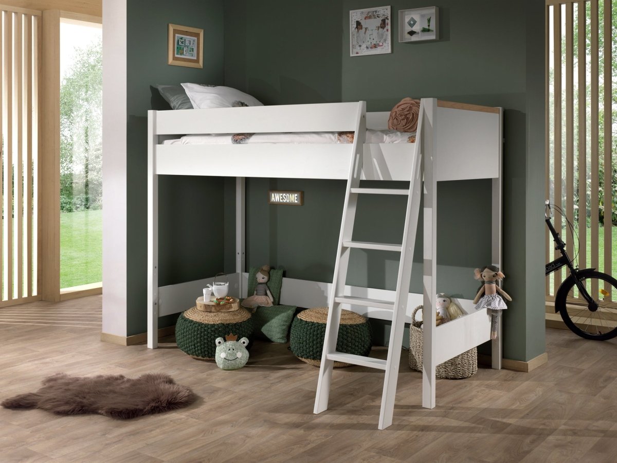 VIPACK - Lit Mezzanine LONDON Blanc 90 X 200 Cm