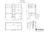 VIPACK - Lit Mezzanine PINO Sans Fauteuil 90 x 200 cm Blanc
