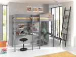 VIPACK - Lit Mezzanine PINO Sans Fauteuil 90 X 200 cm Gris