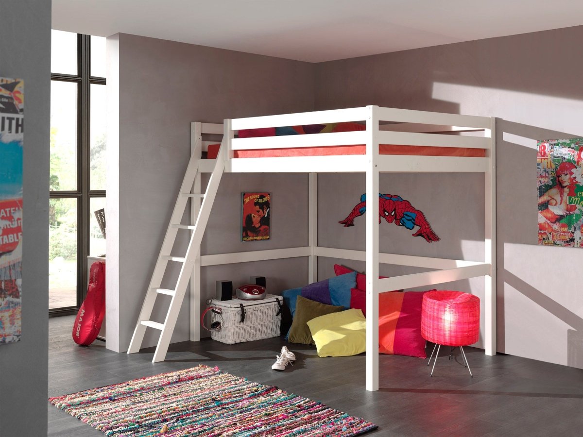 VIPACK - Lit Mezzanine 140 x 200 cm PINO Blanc