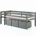 VIPACK - Lit Mi - Hauteur PINO (H 85cm) Avec Échelle 90 x 200 cm Gris