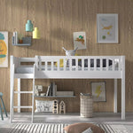 VIPACK - Lit Mezzanine Mi - Hauteur (H 115CM) SCOTT Avec Échelle 90 X 200 cm Blanc