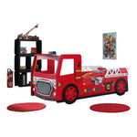 VIPACK - Lit Pompier 90 X 200 Cm Rouge