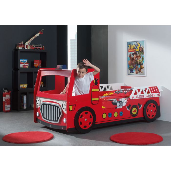 VIPACK - Lit Pompier 90 X 200 Cm Rouge