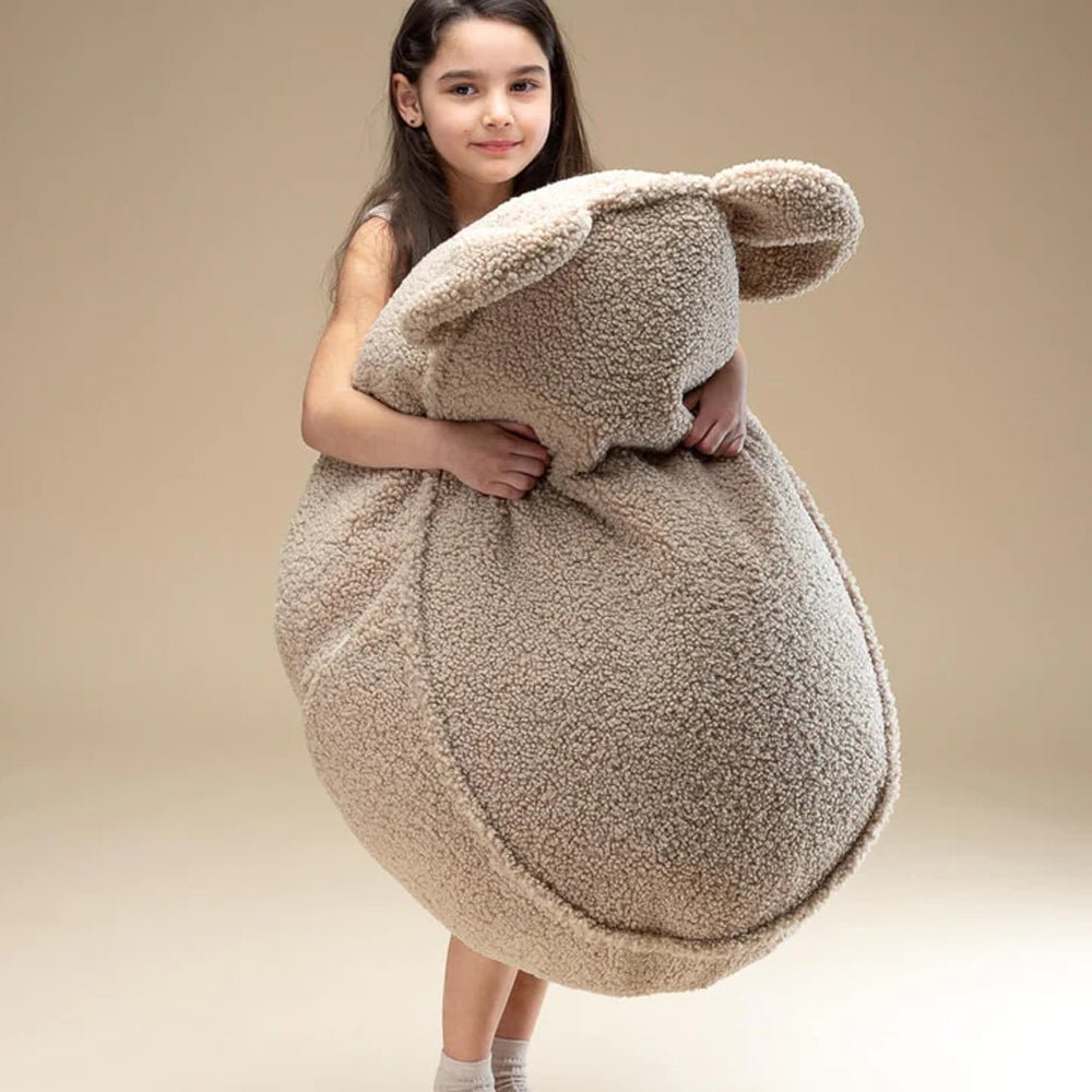 WIGIWAMA - Pouf Ours Biscuit Molletonné